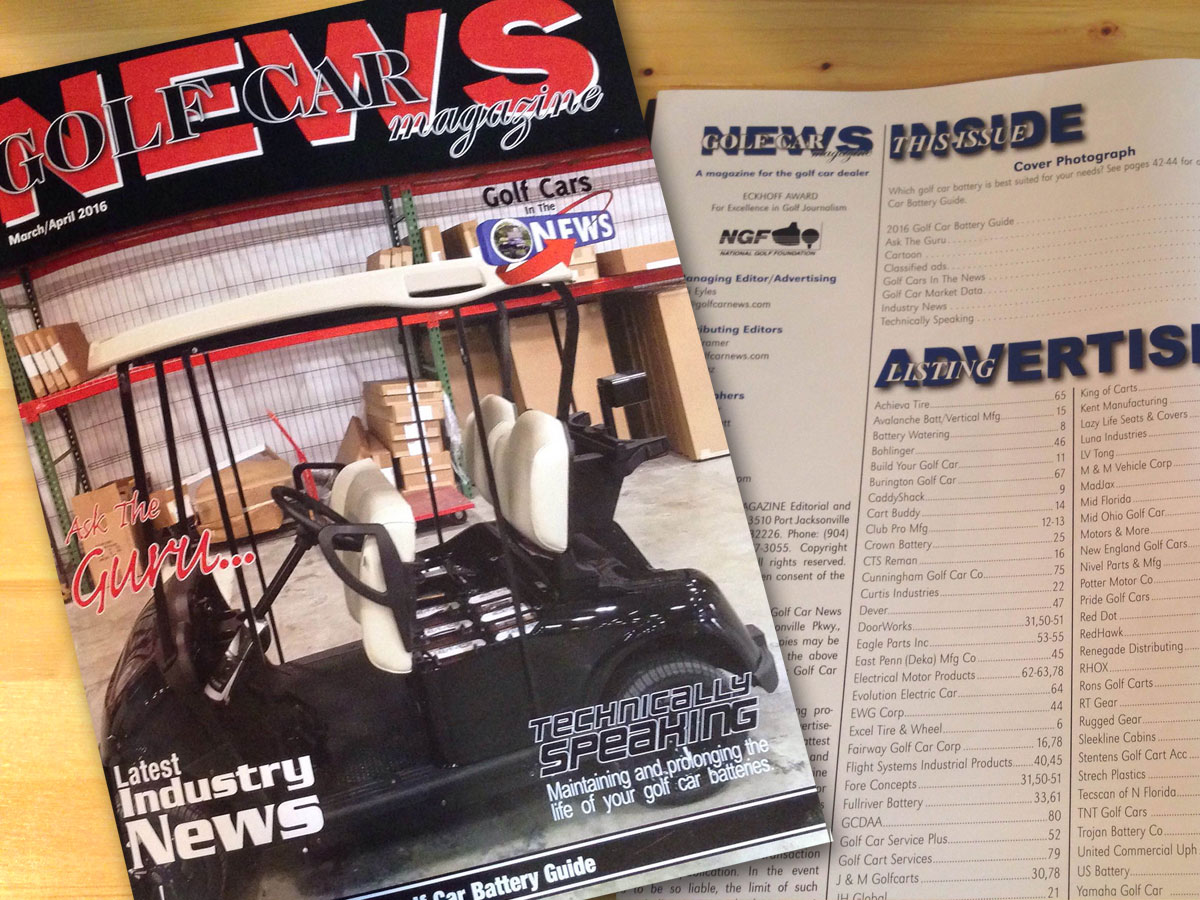Our Ad In The Golf Car News, March / April Issue