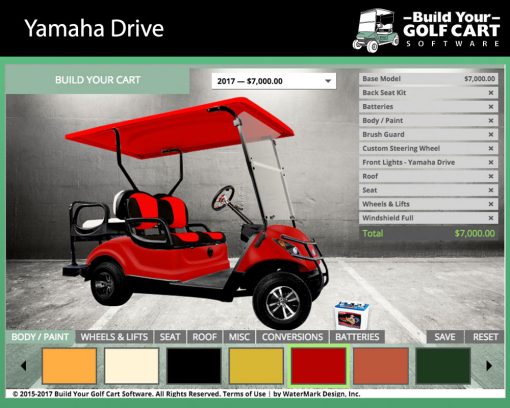 yamaha drive build your golf cart software